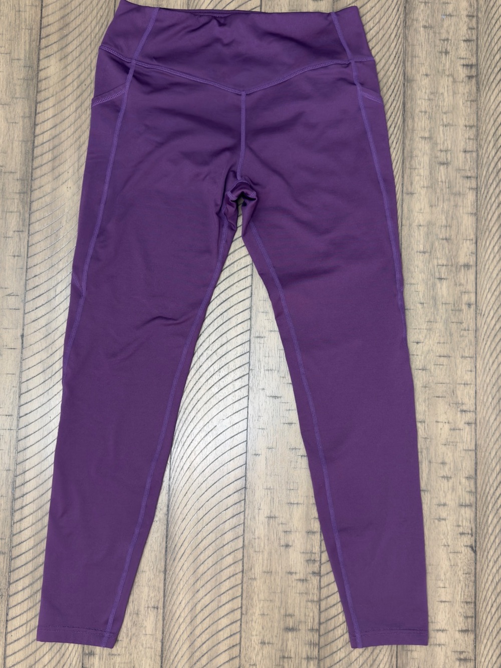 Baleaf Women's Purple Running Leggings Size M High Waisted Pockets Athletic